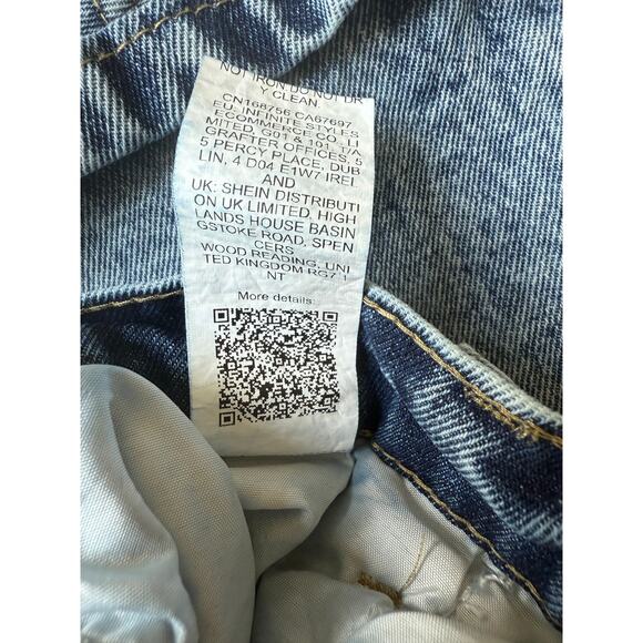 SHEIN Curve 1XL High Rise Elastic Waist Denim Shorts Blue Vintage Wash - Picture 6 of 7